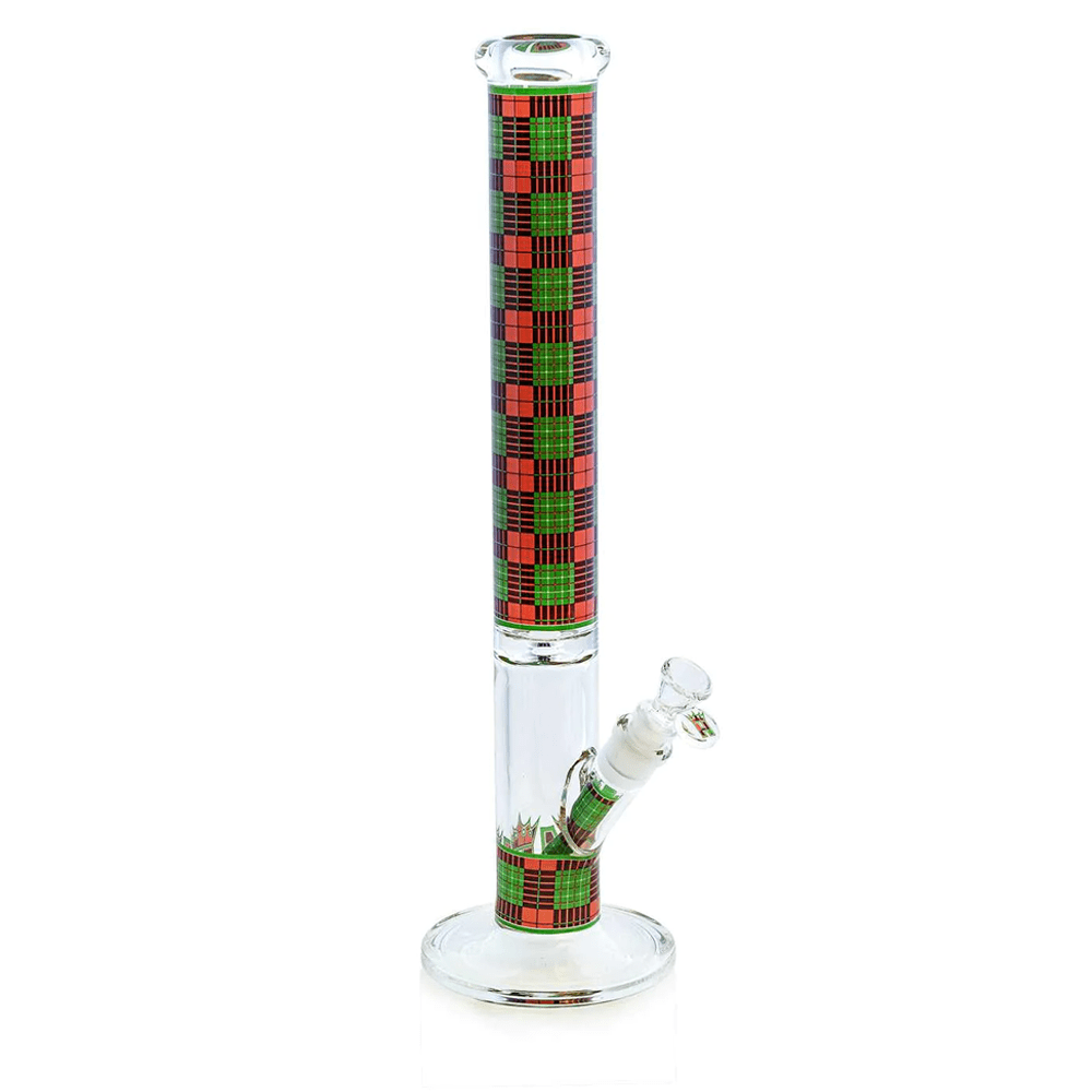18” H165 Red - Tartan Straight Tube (5mm) Hoss Glass Bongs Canada