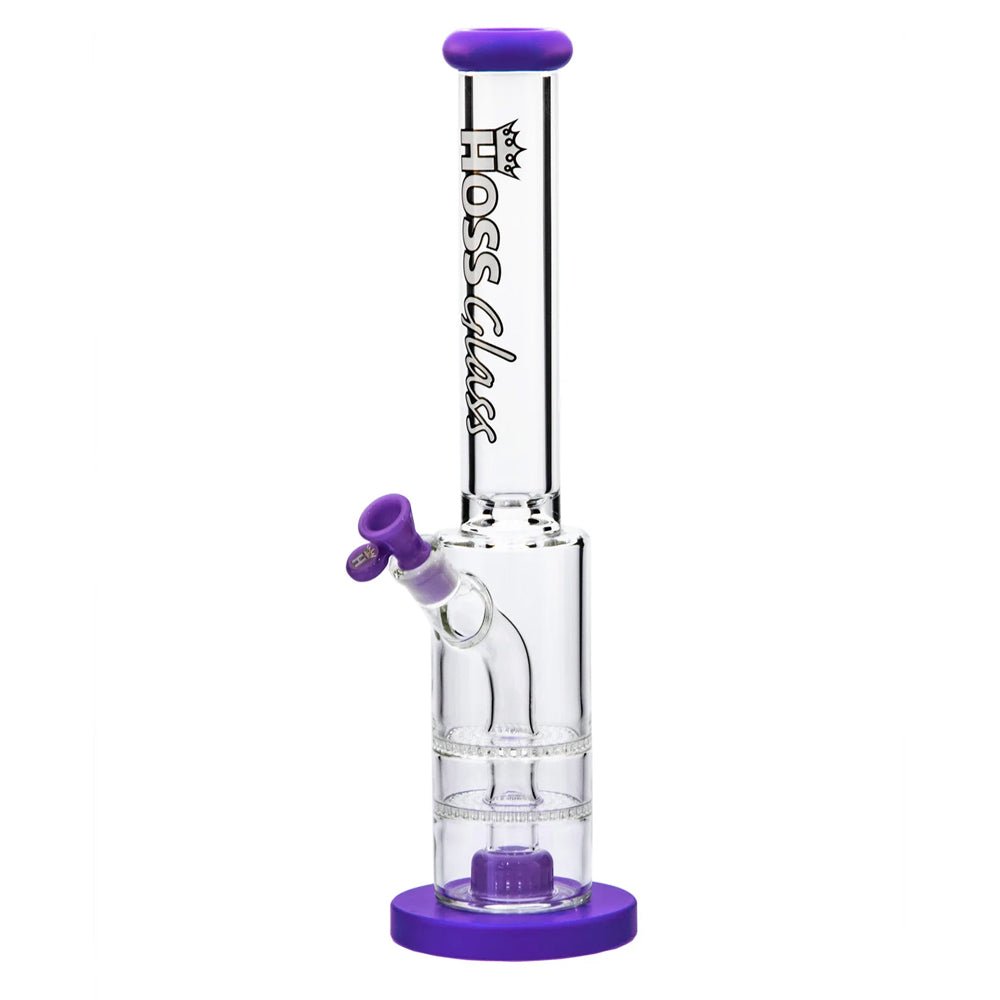 18" Hoss Glass H528 Double Disk Straight Removeable Straight Tube Bong Hoss Glass Bongs Canada