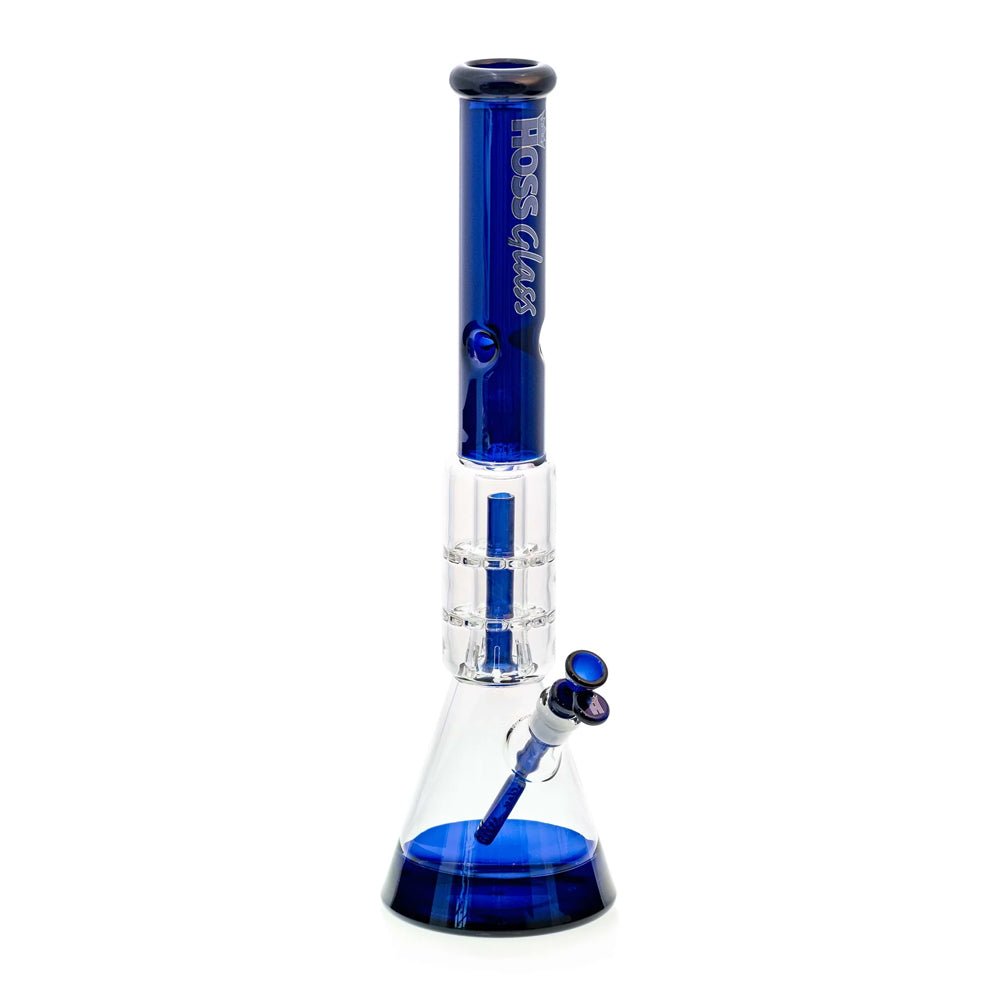 20" Hoss Glass YN1012C Colored Double Disk Percolator Beaker Bong Hoss Glass Bongs Canada