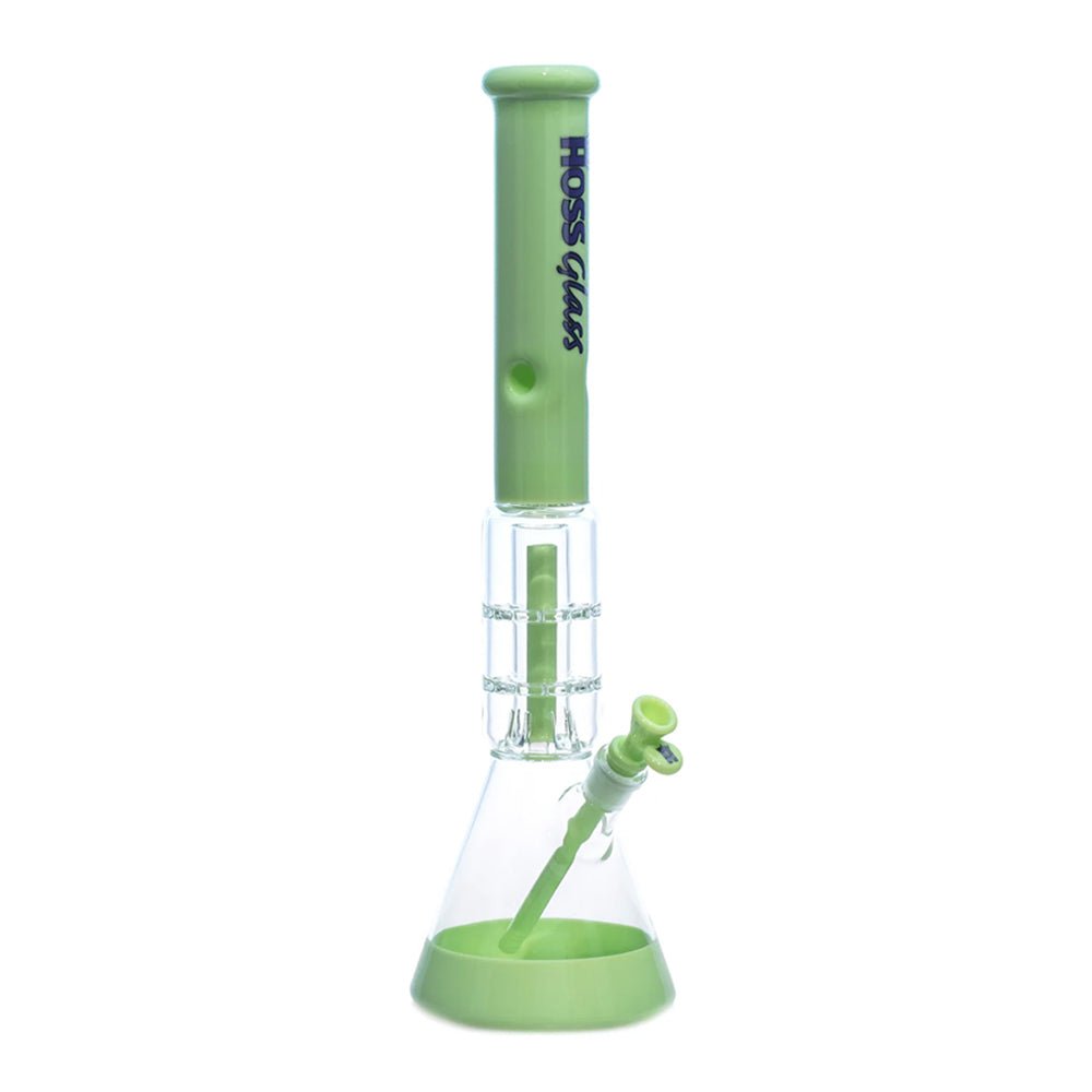 20" Hoss Glass YN1012C Colored Double Disk Percolator Beaker Bong Hoss Glass Bongs Canada