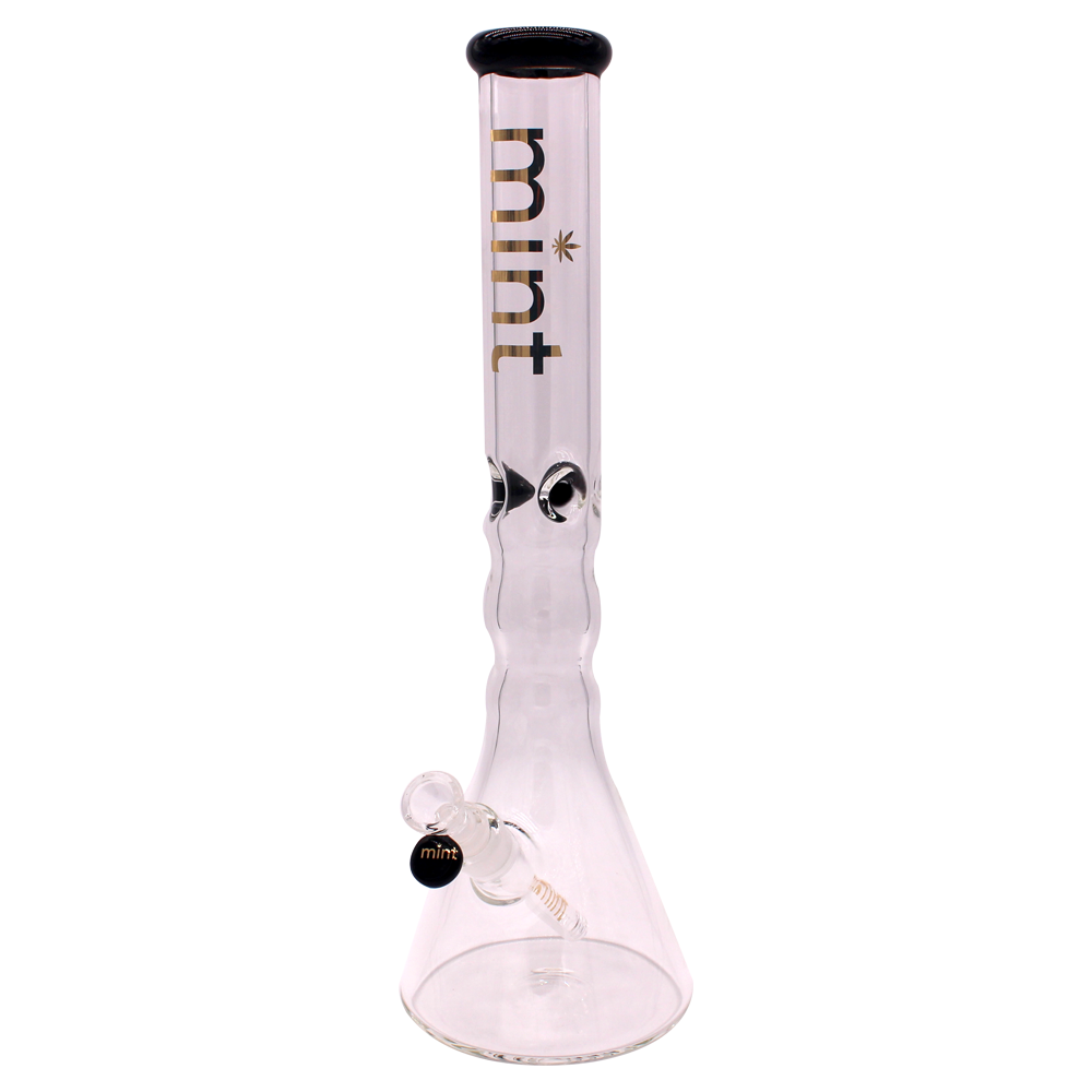 Wavy Beaker Bong - 7mm - Black - Mint Glass