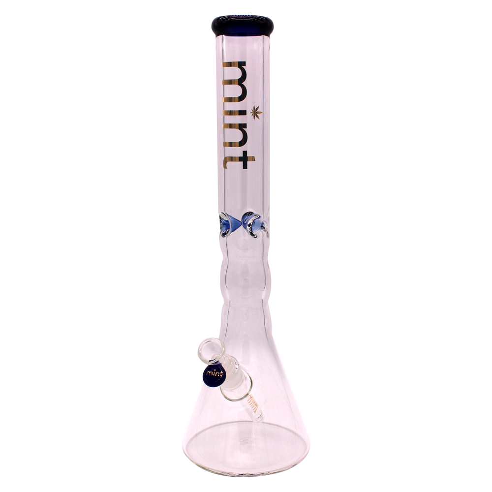 Wavy Beaker Bong - 7mm - Blue - Mint Glass
