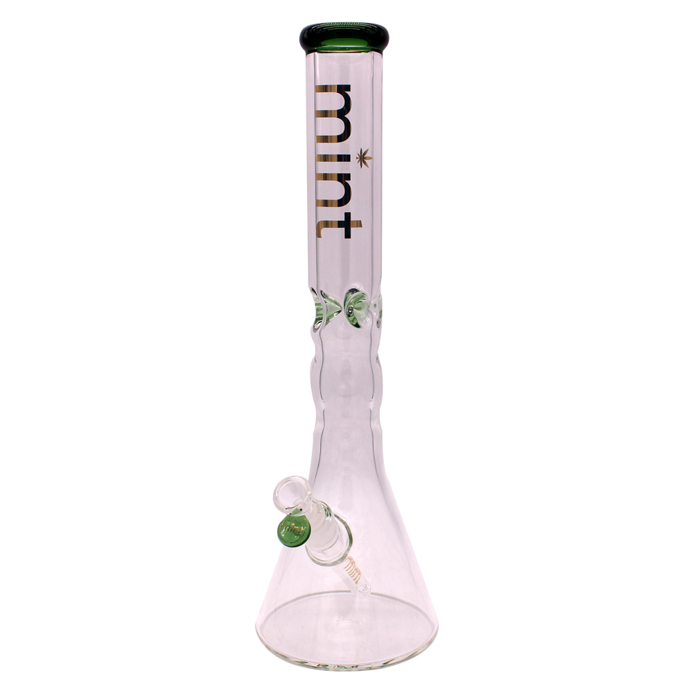 Wavy Beaker Bong - 7mm - Green - Mint Glass