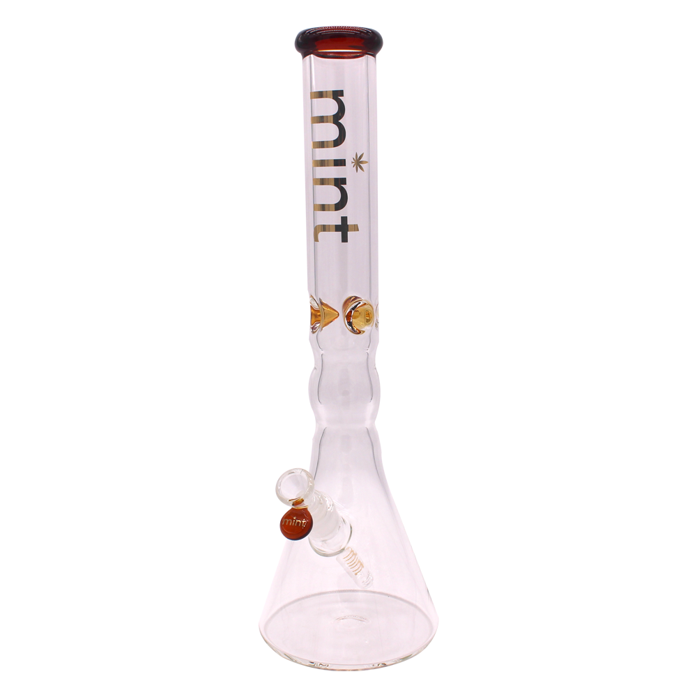 Wavy Beaker Bong - 7mm - Amber - Mint Glass