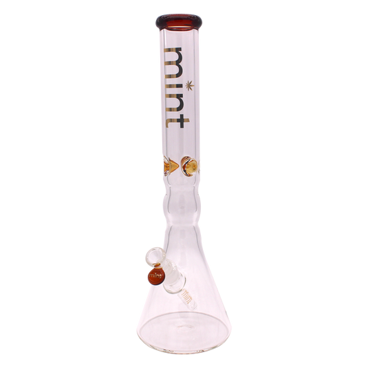 Wavy Beaker Bong - 7mm - Amber - Mint Glass