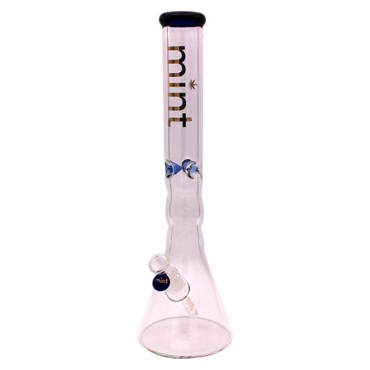 Wavy Beaker Bong - 7mm - Blue - Mint Glass