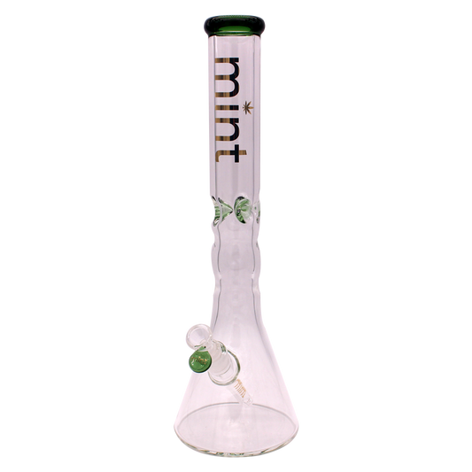 Wavy Beaker Bong - 7mm - Green - Mint Glass